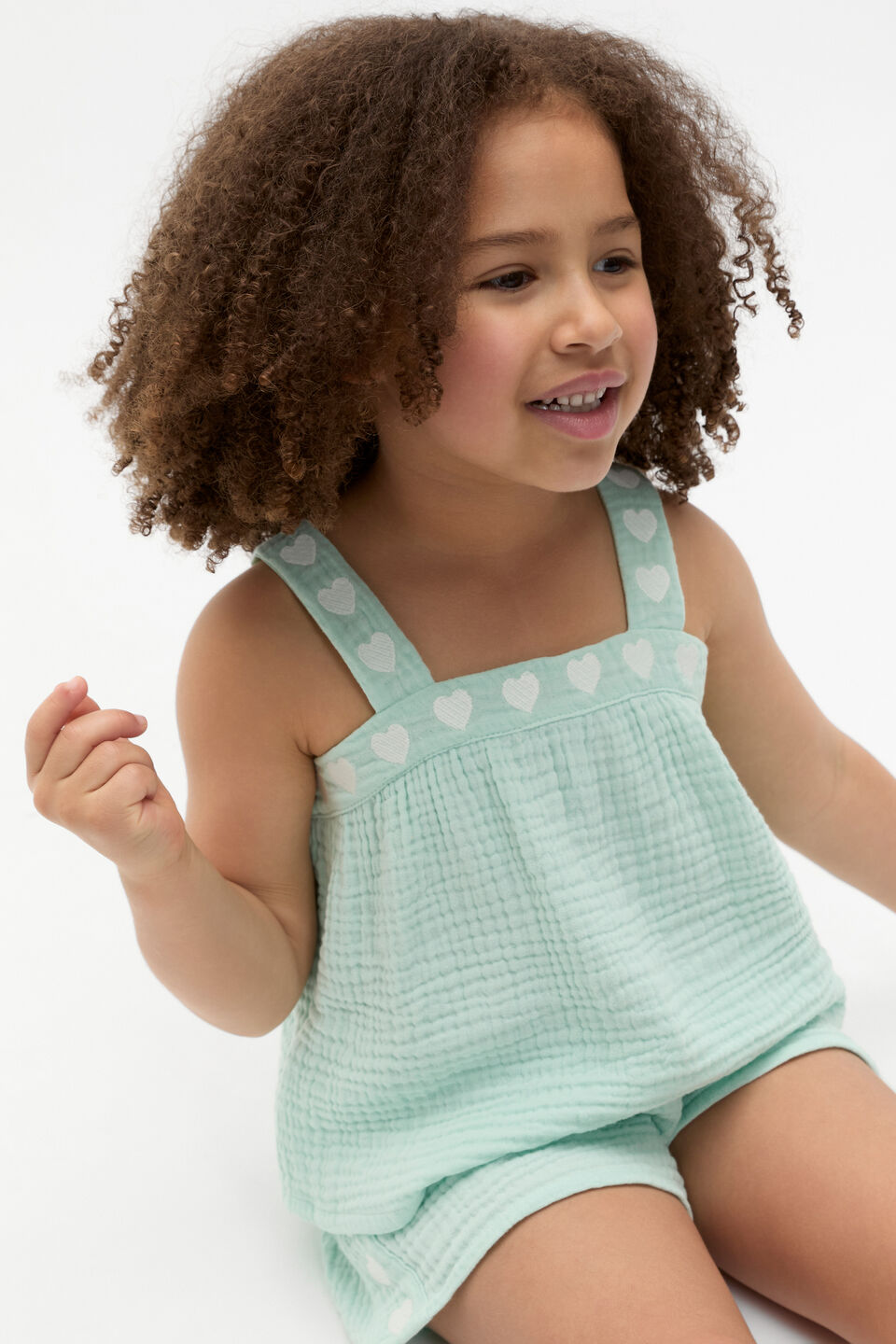 Heart Woven Pyjama  Soft Mint