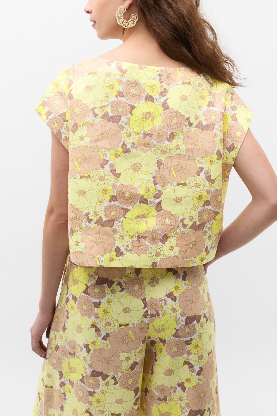 Linen Vintage Floral Boxy Top  Vintage Floral