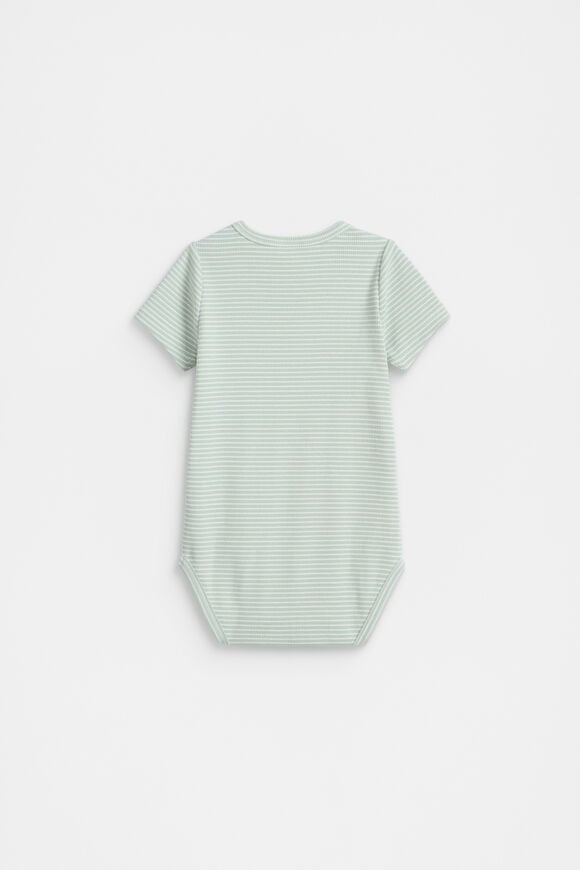 Core Rib Logo Bodysuit  Sage Stripe  hi-res