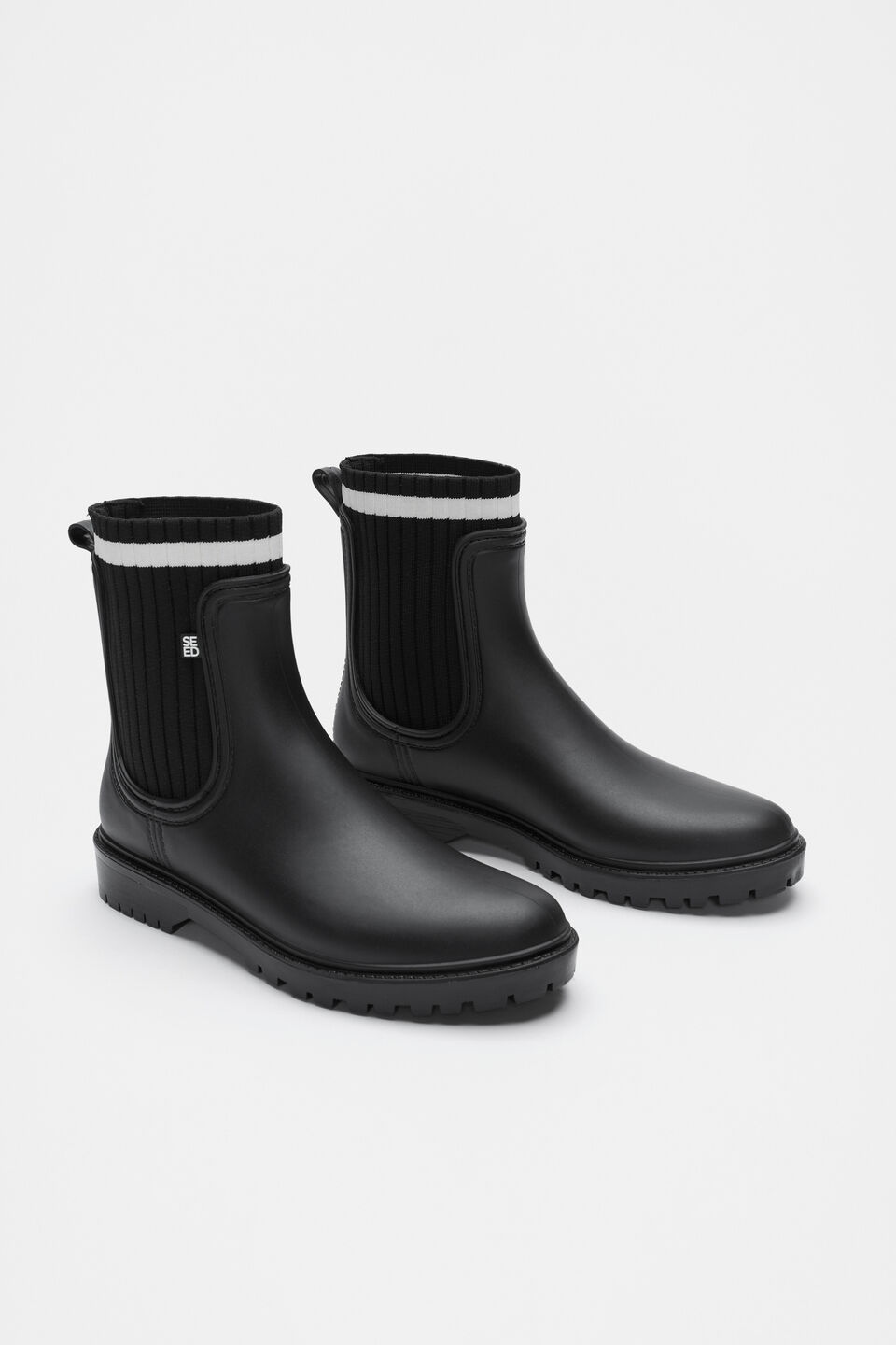 Rib Stripe Gumboot  Black