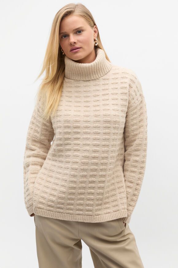 Merino Mixed Stitch Roll Neck