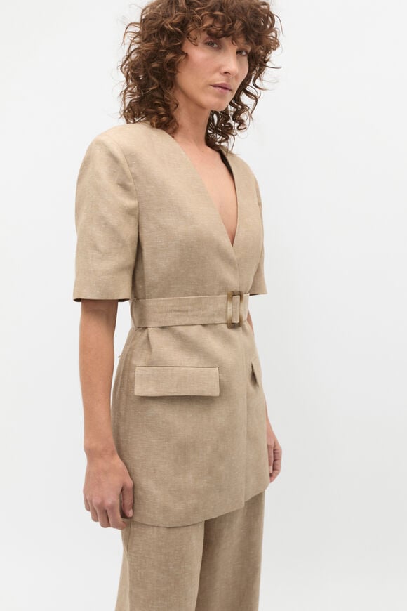 Linen Crossdye Tie Waist Jacket