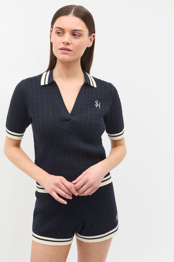 Cable Knit Polo