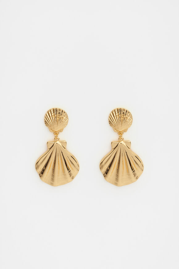 Shell Charm Statement Drop Ear