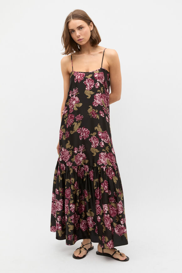 Silk Floral Midi Dress