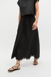 Linen Embroidered Skirt  Black  hi-res