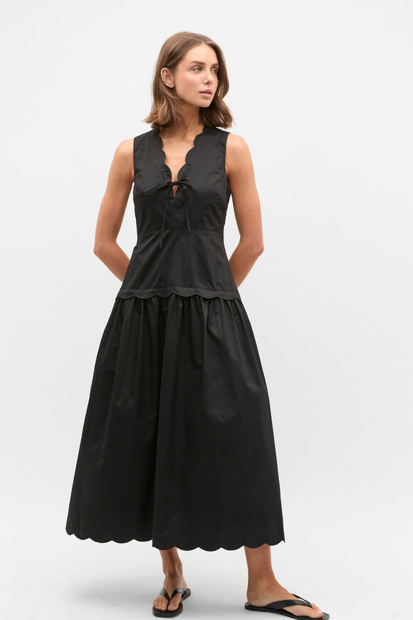Poplin Scallop Dress