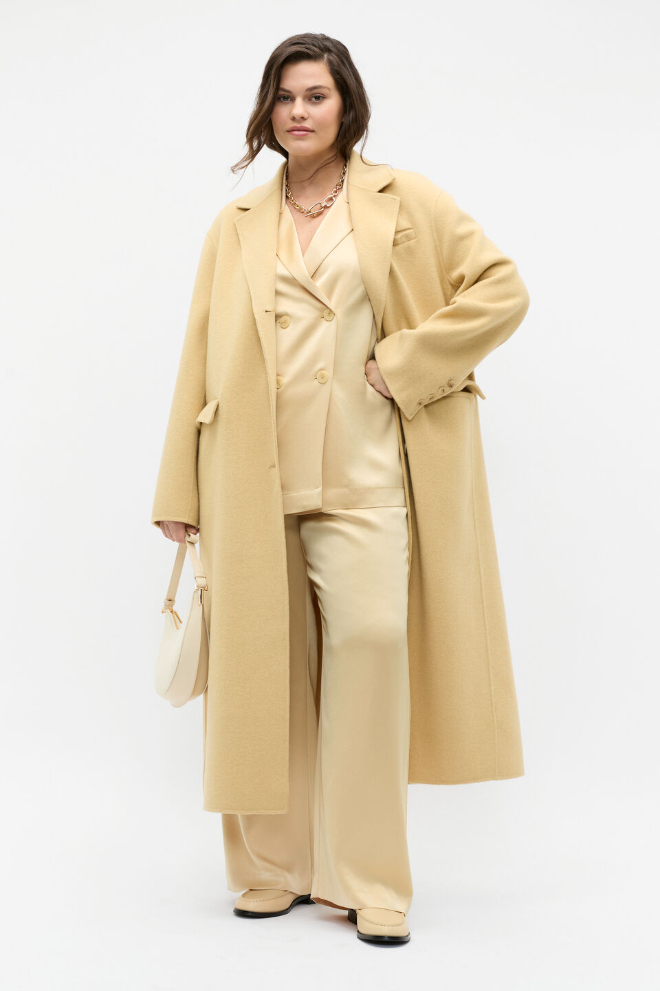 Satin Wide Leg Pant  Marzipan