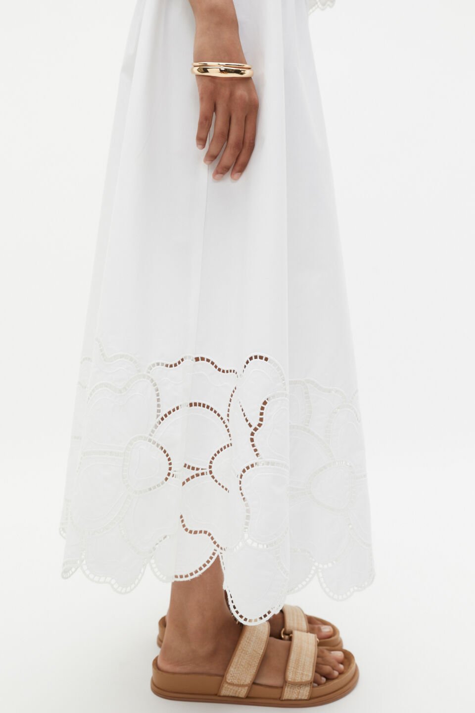 Lace Broderie Midi Skirt  Whisper White