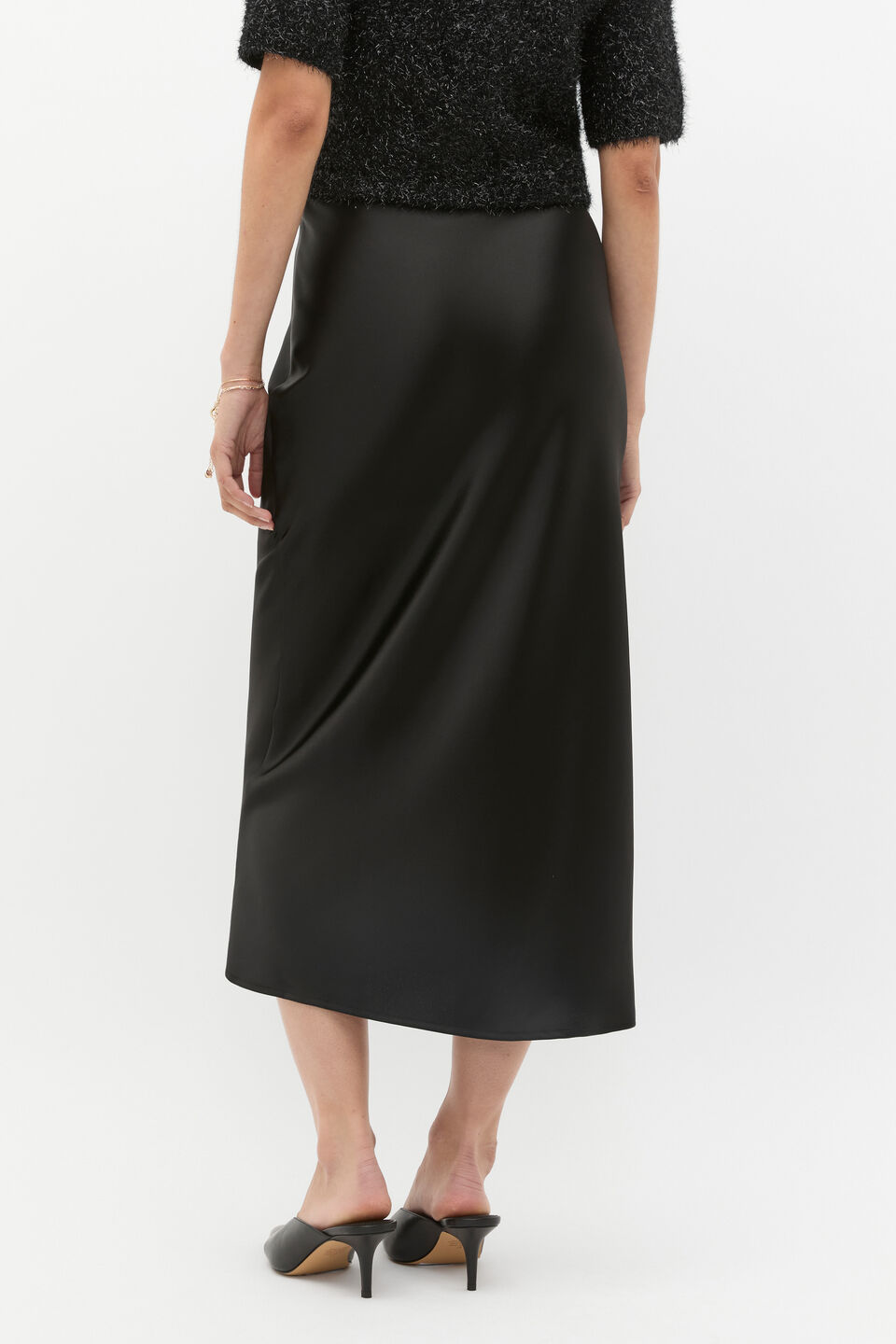 Satin Slip Skirt  Black