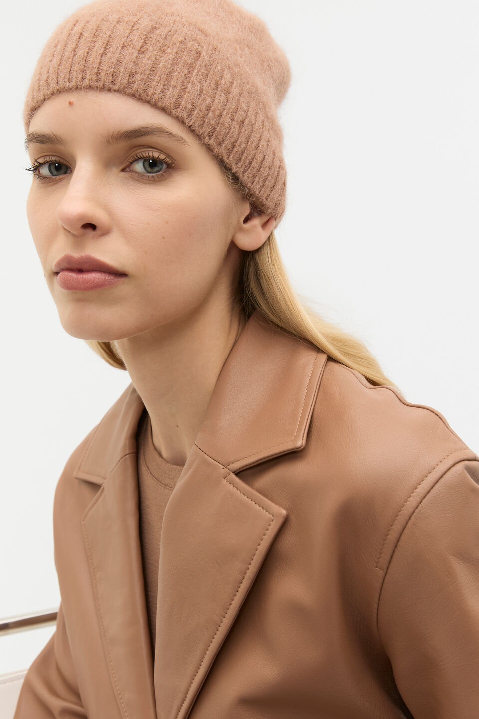 Fluffy Textured Beanie  Amaretto