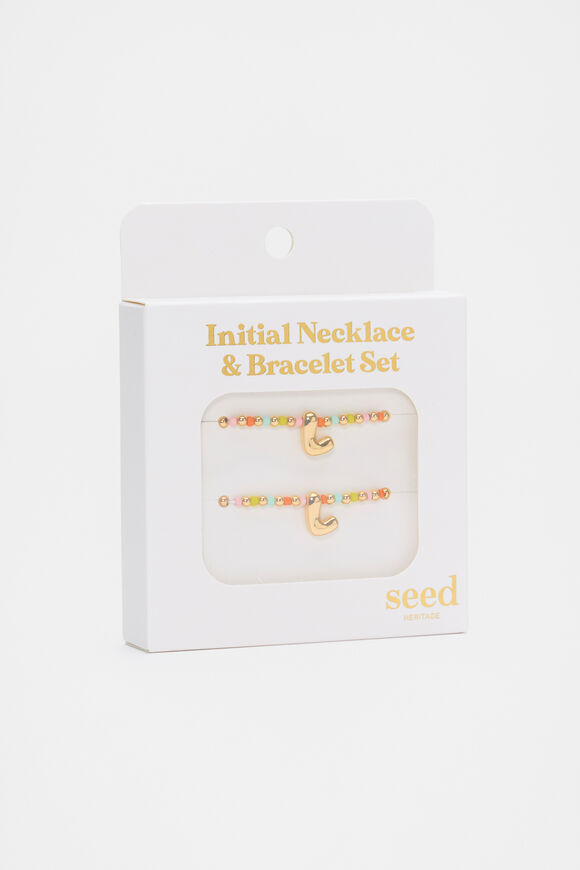 Initial Necklace And Bracelet Set  L  hi-res