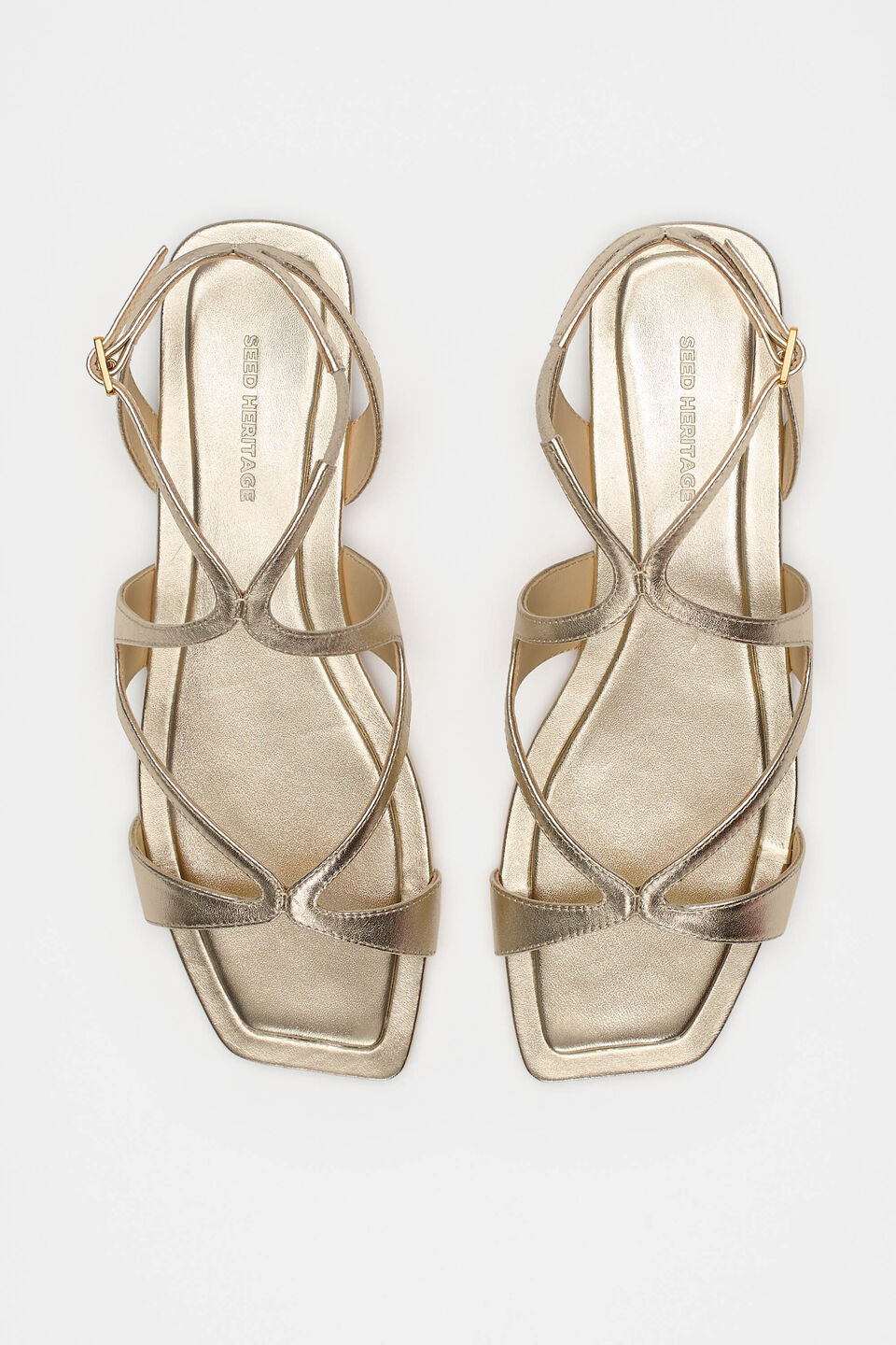Deven Curved Strap Sandal  Pale Gold