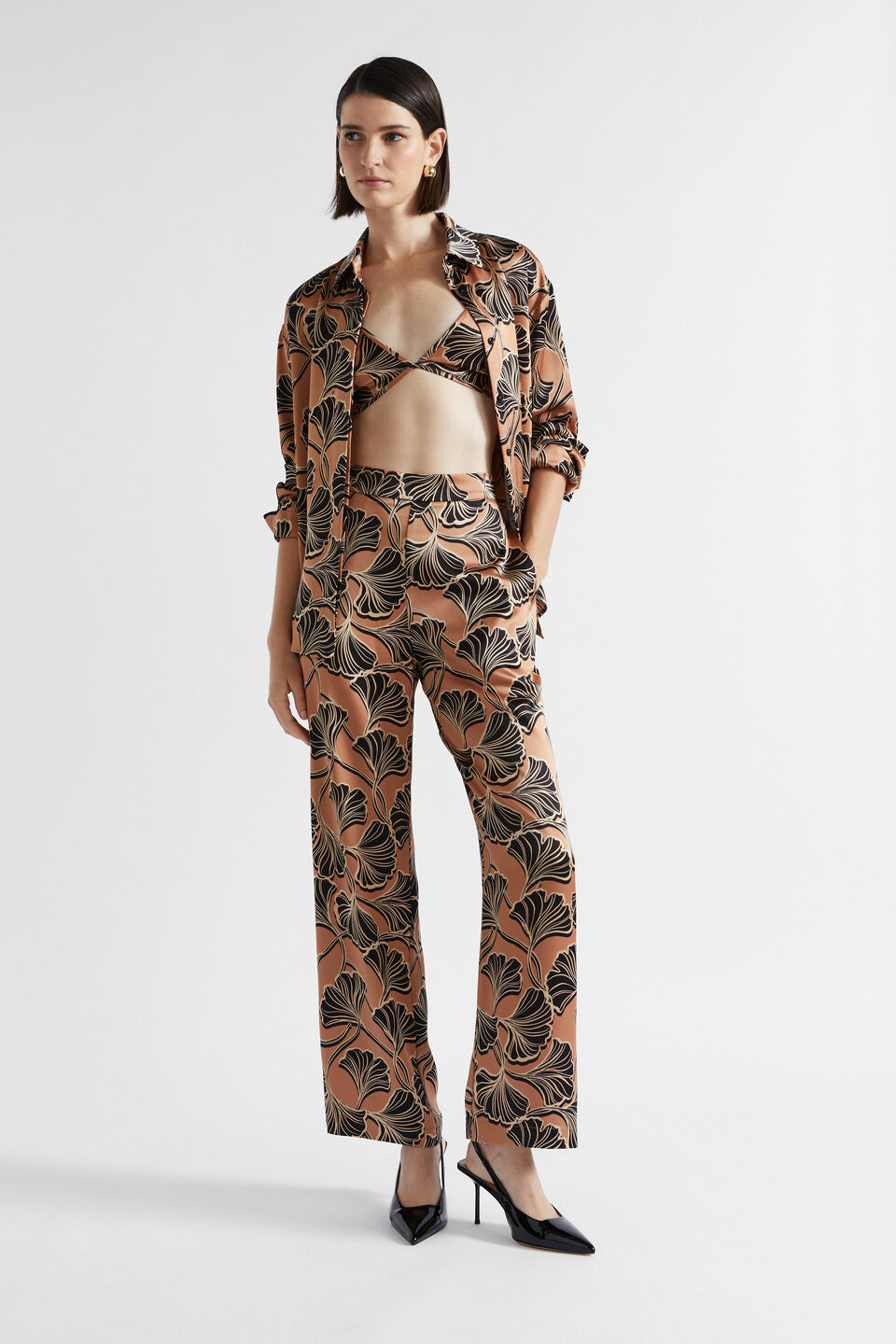 Satin Abstract Floral Bralette  Abstract Floral