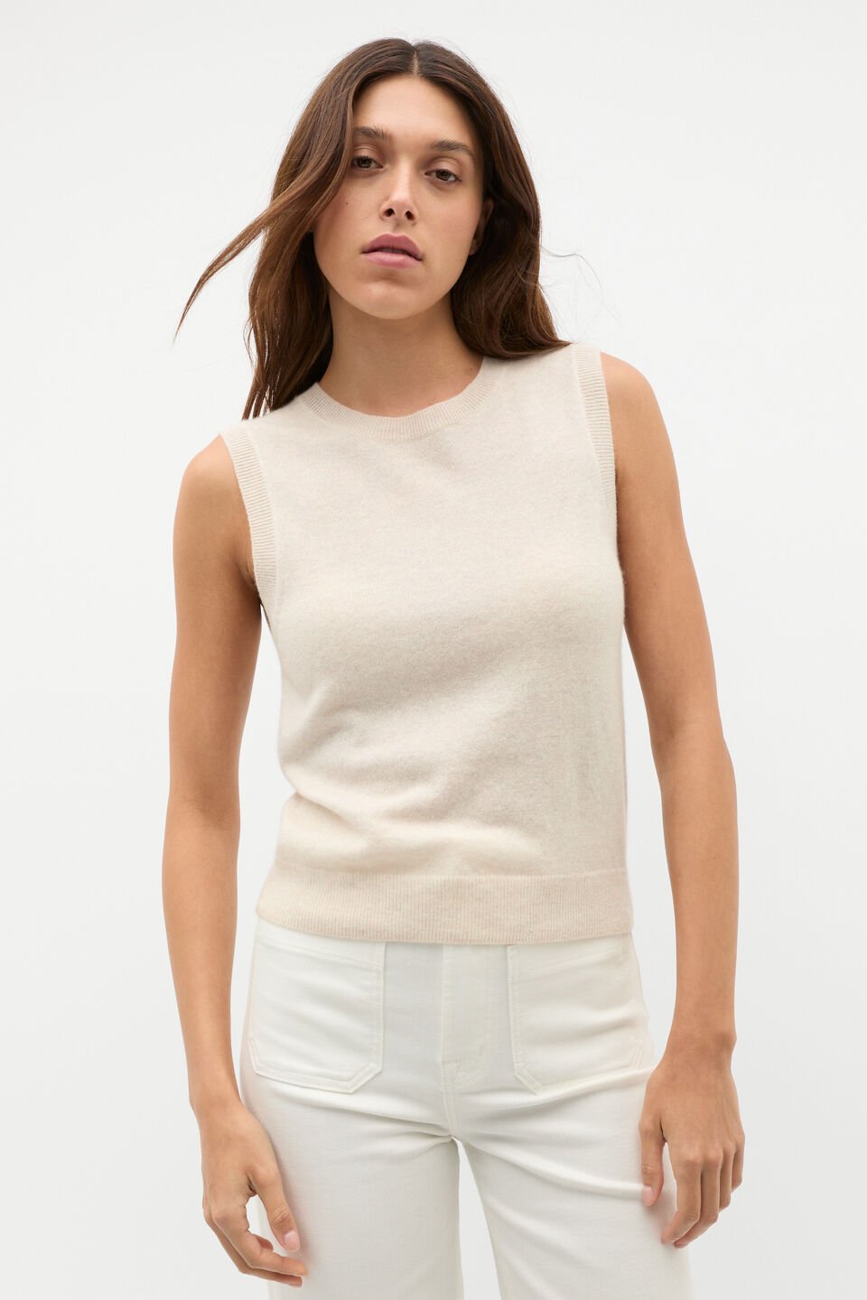 Cashmere Knit Vest  Oat Marle