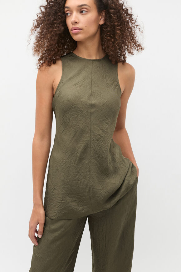 Textured Satin Bias Cut Tank  Olive Leaf  hi-res