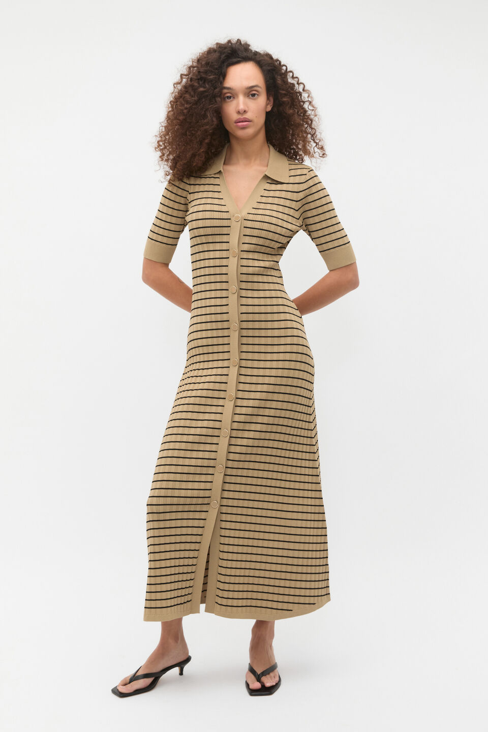 Crepe Knit Stripe Dress  Rye Stripe