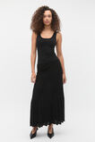 Fine Rib Knit Panel Maxi Dress  Black  hi-res