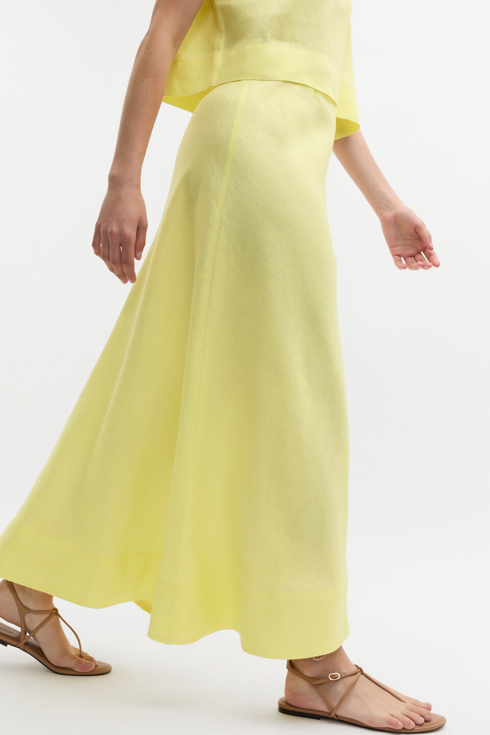 Core Linen Seam Front Skirt  Lemongrass