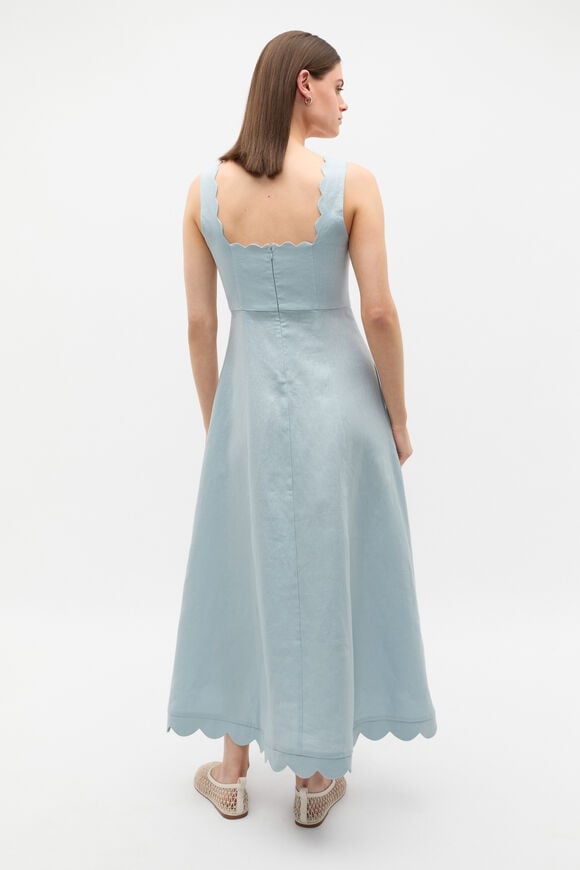 Linen Scallop Midi Dress  Bluebell  hi-res