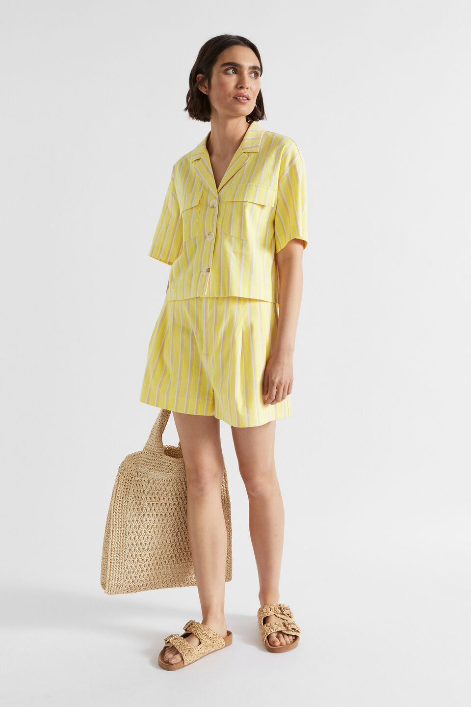 Multi Stripe Short  Lemon Drop Stripe