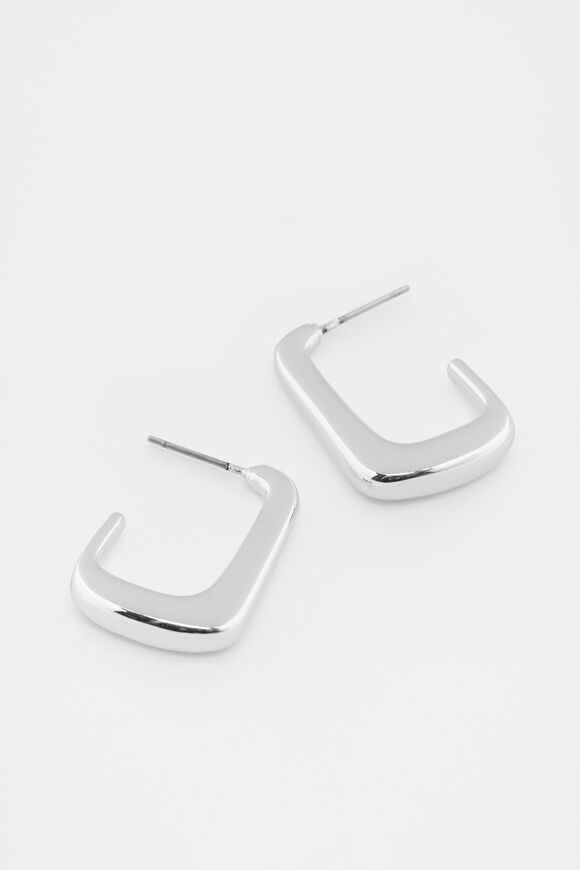 Small Rectangular Hoop  Silver  hi-res