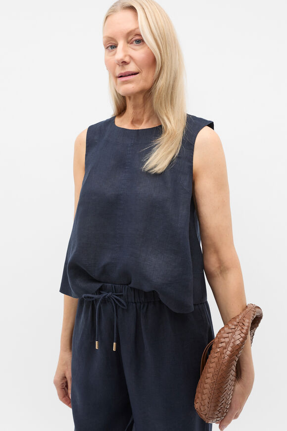 Core Linen Shell Top  Twilight Blue  hi-res