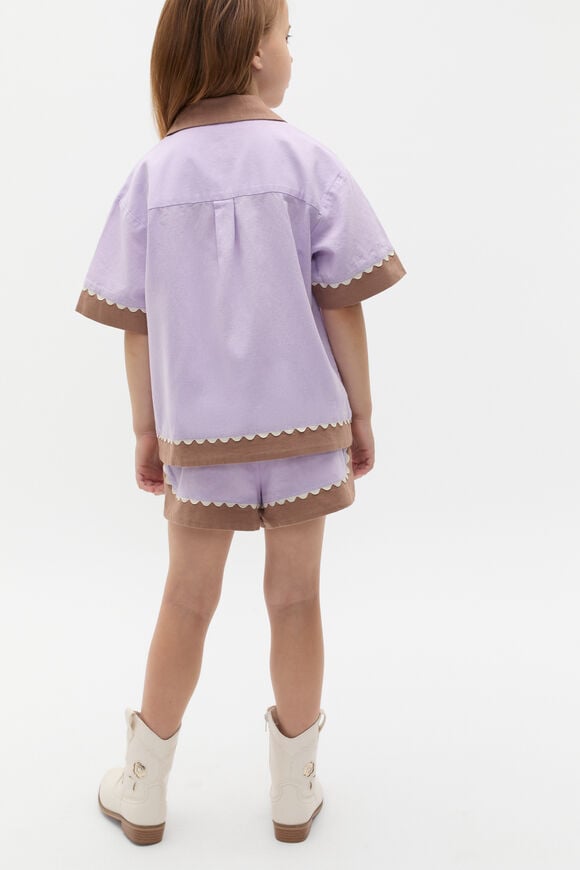 Spliced Embroidered Shirt  Lavender  hi-res