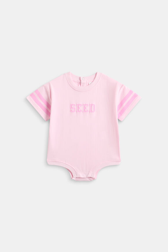 Sporty Logo Romper  Pink Lemonade  hi-res