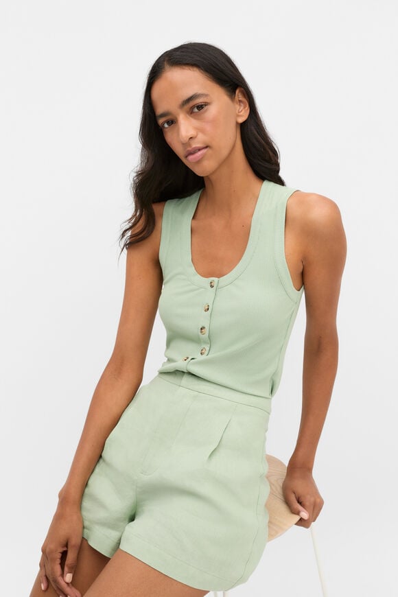 Rib Button Through Tank  Eucalyptus  hi-res