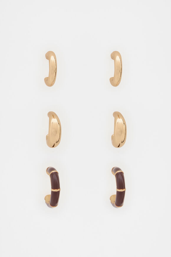 Enamel Hoop Ear Pack  Merlot  hi-res