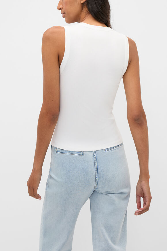 Rib Button Through Tank  Whisper White  hi-res