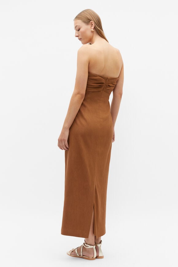 Tie Front Strapless Midi Dress  Cinnamon Spice  hi-res