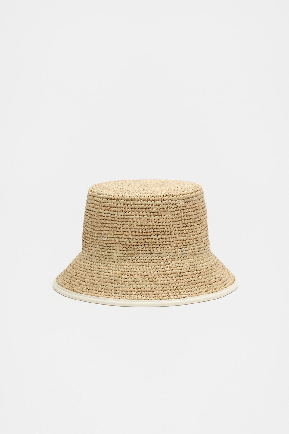 Trim Detail Raffia Bucket Hat  Cream