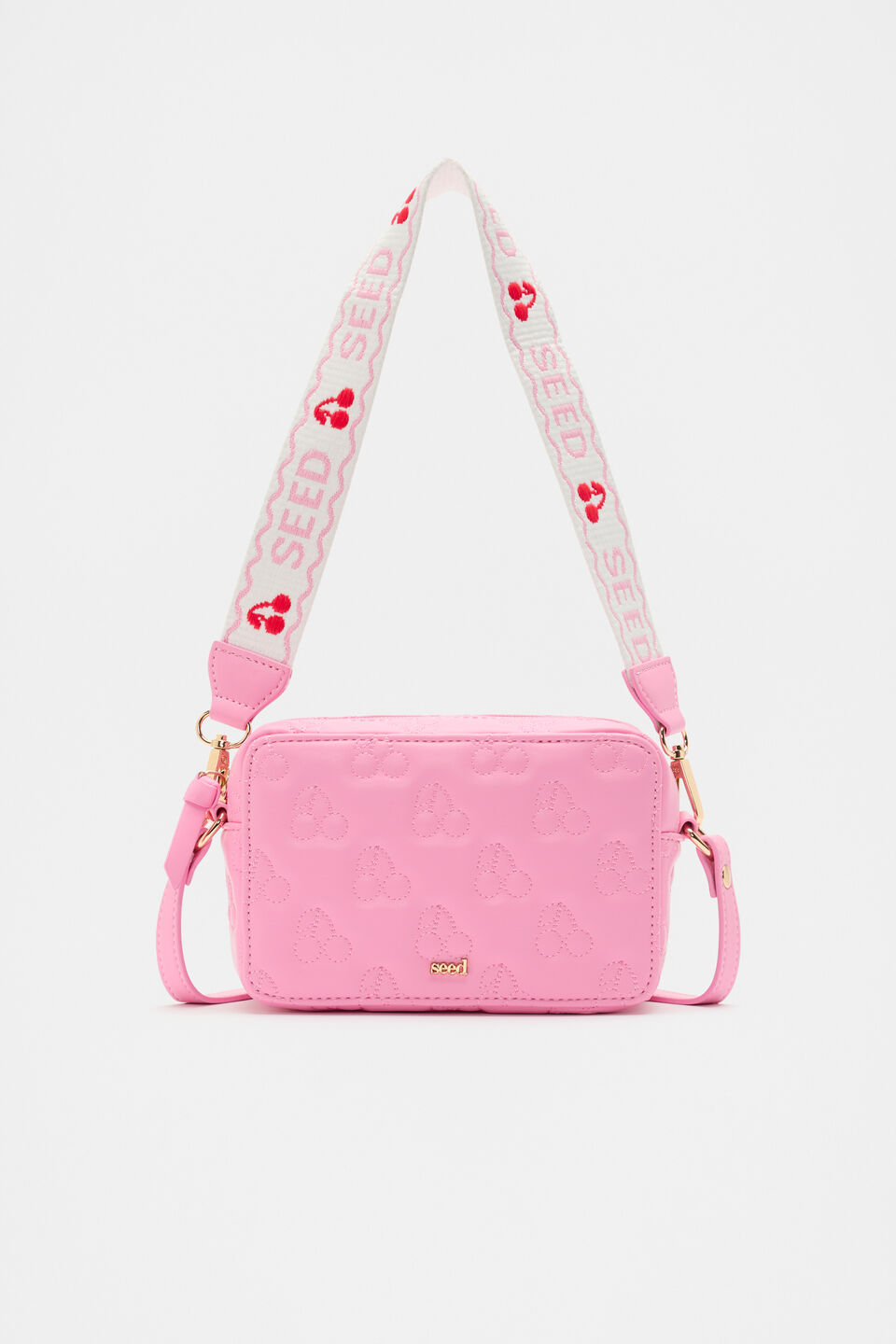 Cherry Embroidered Camera Bag  Candy Pink