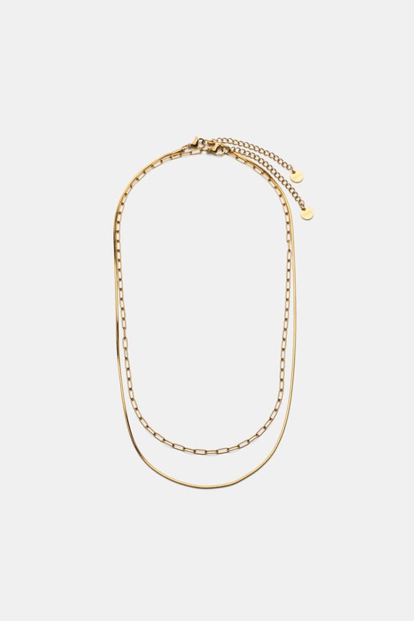 Waterproof Duo Chain Necklace  Gold  hi-res