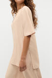 Crinkled Satin Split Hem Tee  Ecru  hi-res