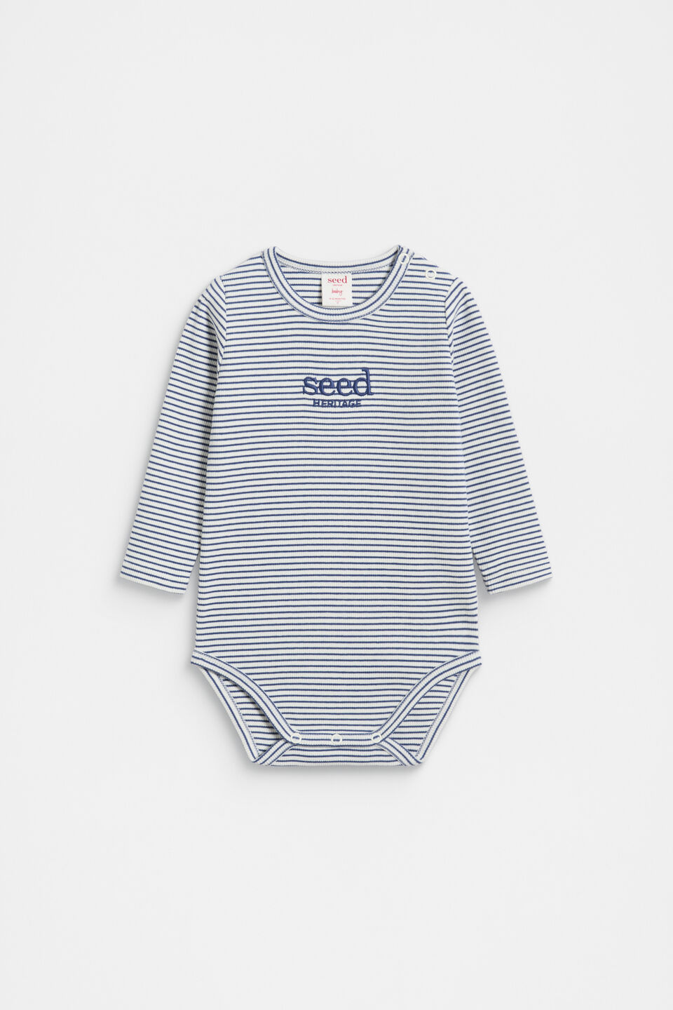Core Rib Logo Bodysuit  Navy Stripe