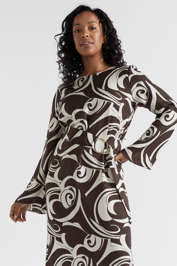 Jacquard Swirl Midi Dress  Retro Swirl  hi-res