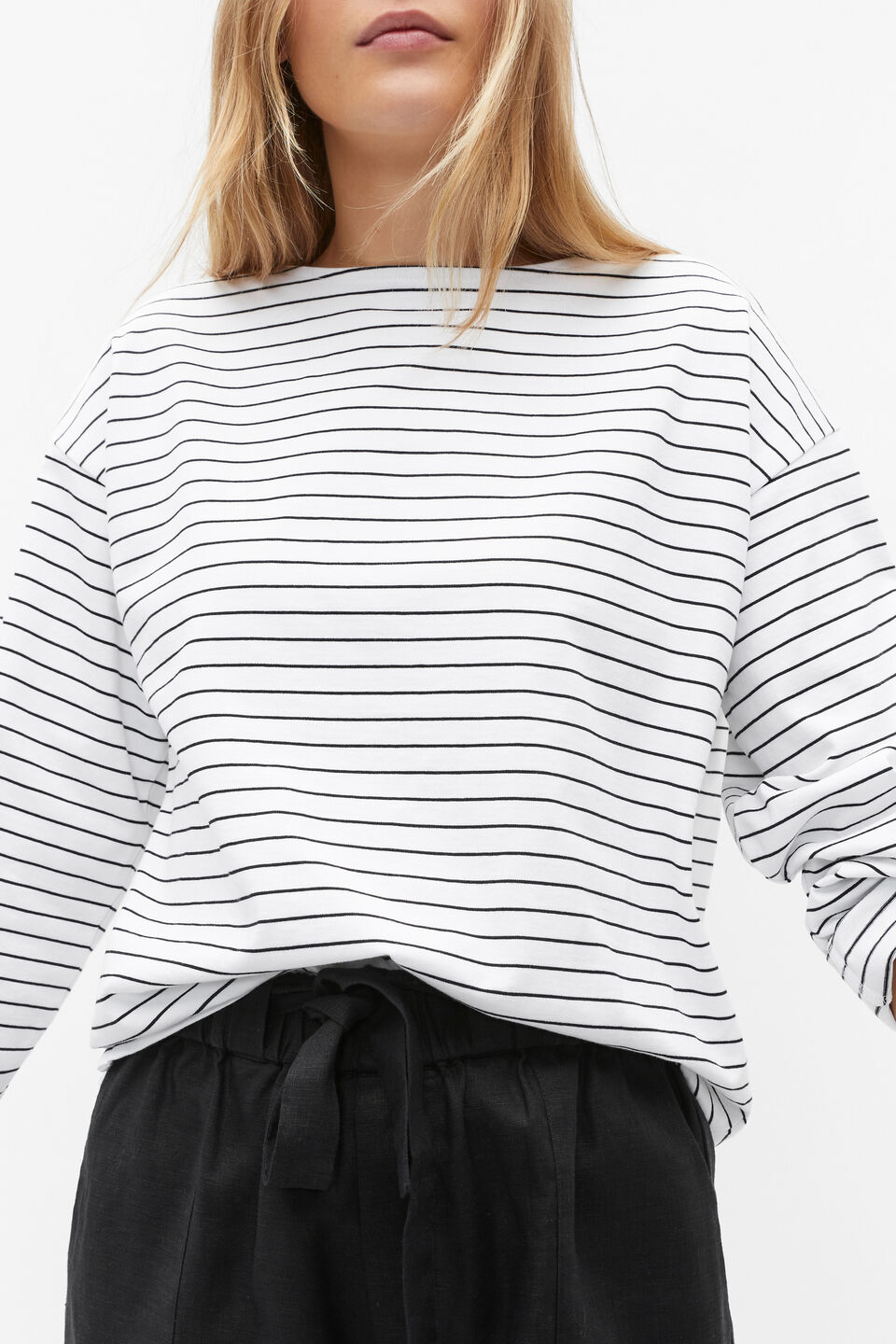 Oversized Stripe Top  Black Stripe