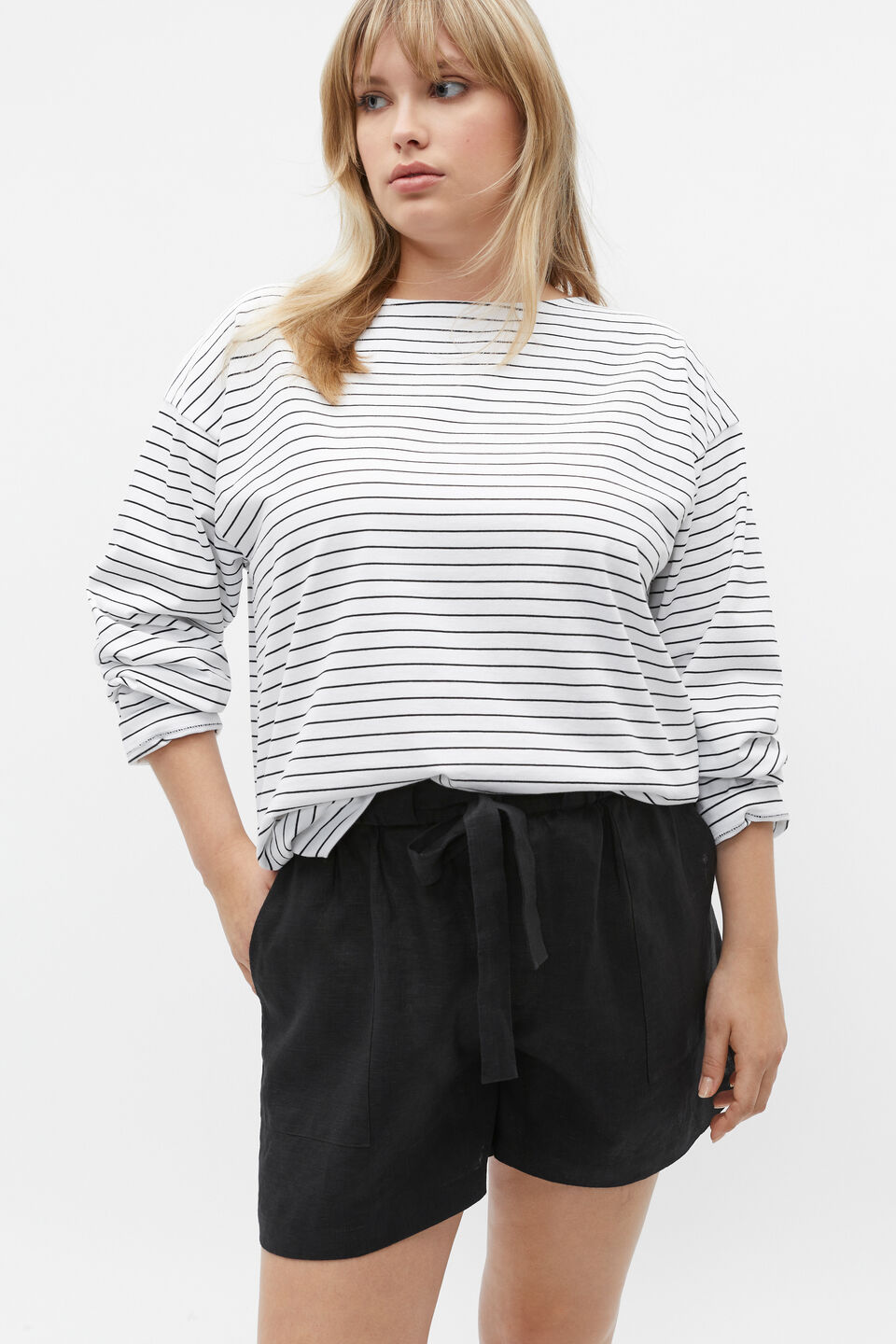 Oversized Stripe Top  Black Stripe