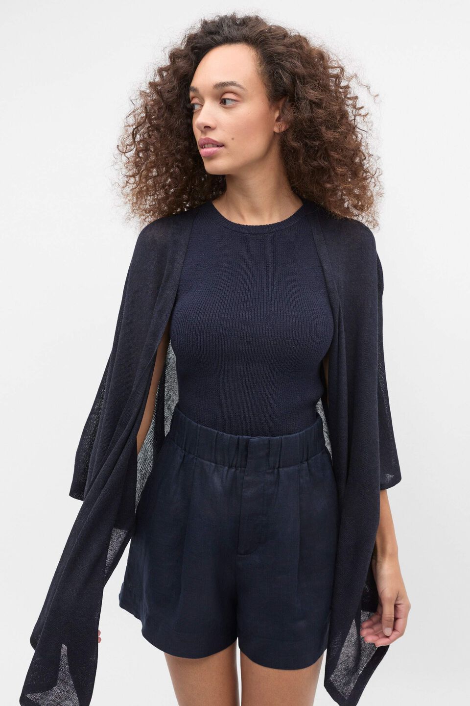 Fine Knit Poncho  Twilight Blue