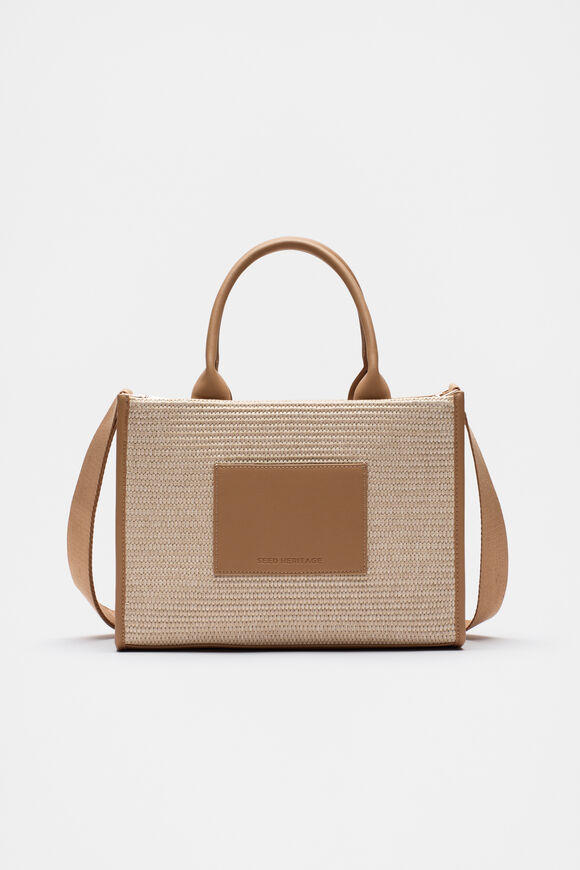 Structured Woven Mini Tote  Caramel  hi-res