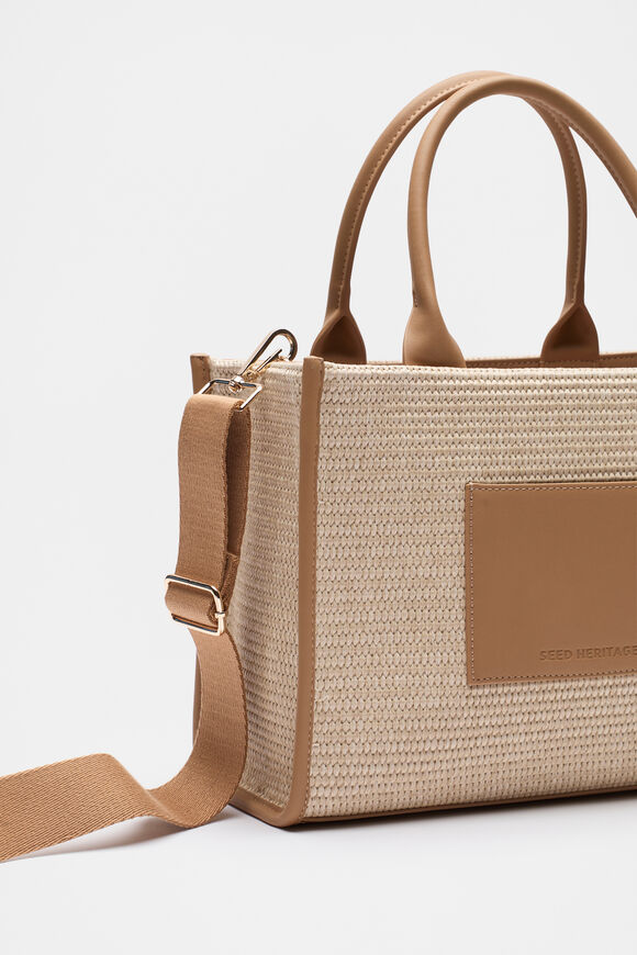 Structured Woven Mini Tote  Caramel  hi-res