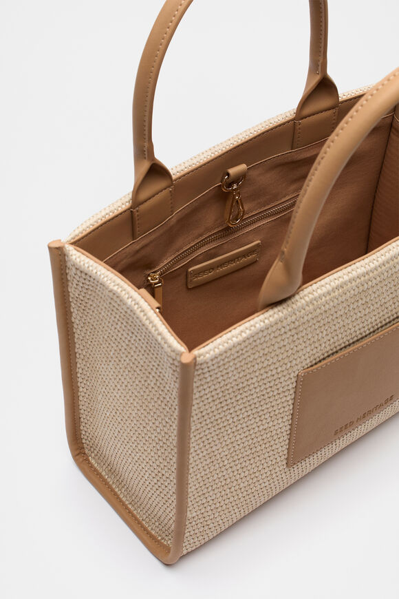 Structured Woven Mini Tote  Caramel  hi-res