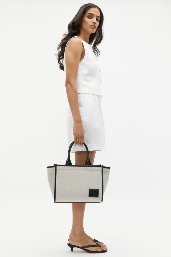 Framed Canvas Mini Tote  Black Natural  hi-res