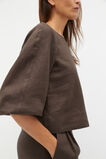 Linen Balloon Sleeve Top  Dark Espresso  hi-res