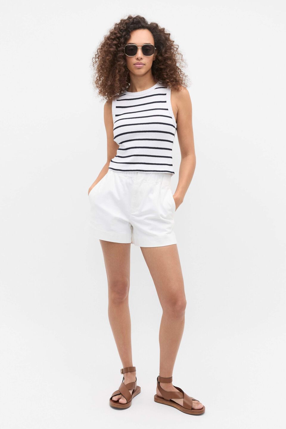 Textured Rib Tank  Twilight Blue Stripe