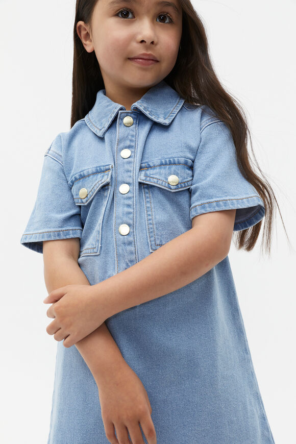Pocket Denim Dress  Clean Blue Wash  hi-res