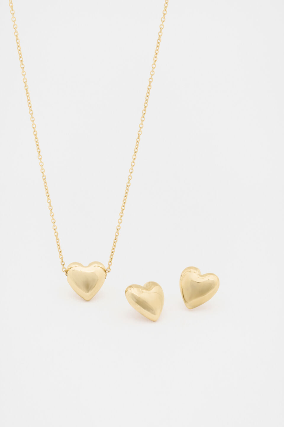 Heart Necklace and Earring Set  Gold